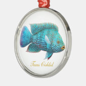 TexasCichlid Carpintis Aquarium-Fisch-Verzierung Silbernes Ornament (Links)