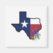 Texasflagge mit Staat Blume Bluebonnet Magnet (Vorne)
