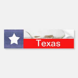 Texasflagge und Hörner auf weiß Autoaufkleber