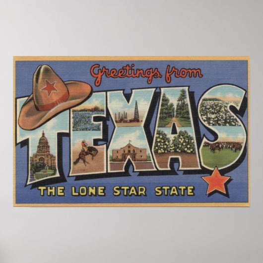 TexasGreetings From The Lone Star State Poster (Vorne)