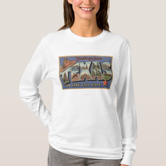 TexasGreetings vom einzigen Stern-Staat T-Shirt (Vorderseite)