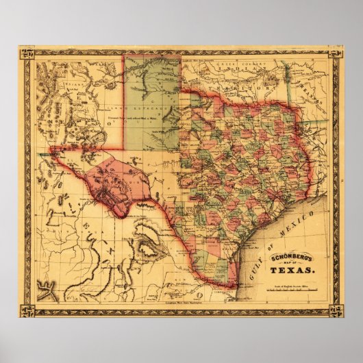 TexasPanorama Karte Poster (Vorne)