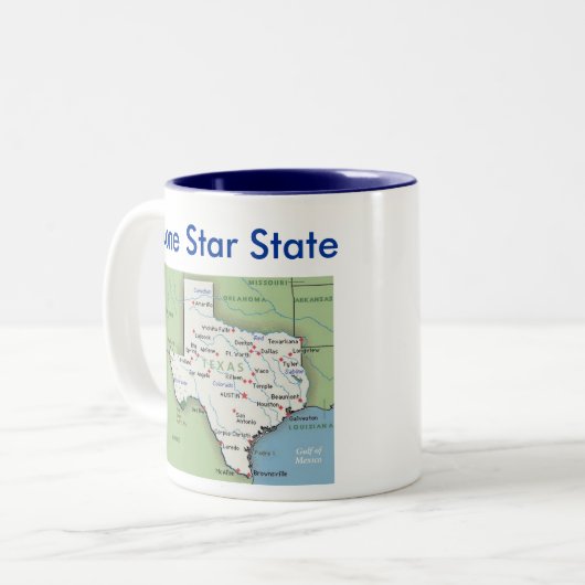 Texassymbole u. -karte zweifarbige tasse (Vorderseite Links)