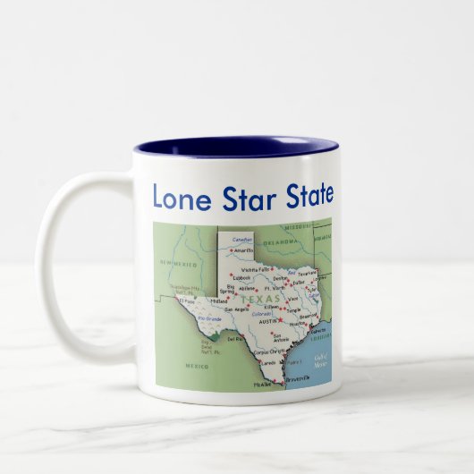 Texassymbole u. -karte zweifarbige tasse (Links)