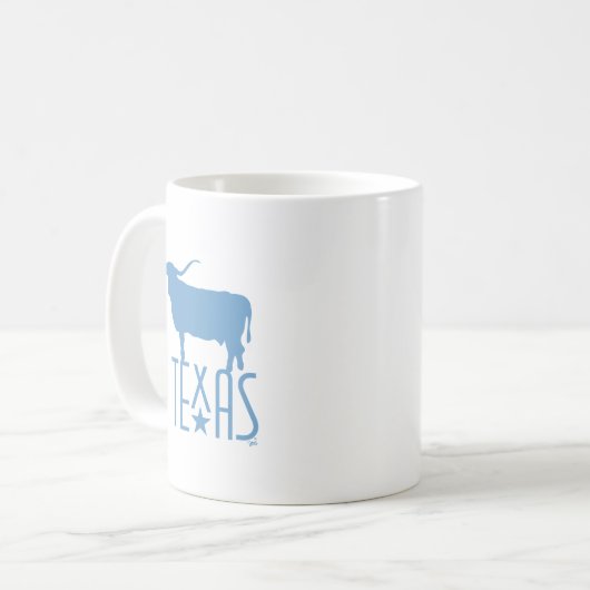 Texasymbole, Longhorn, blau Kaffeetasse (Vorderseite Links)