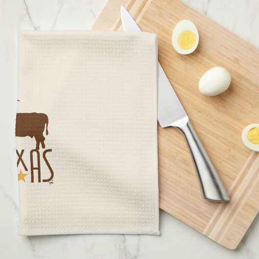 Texasymbole, Longhorn, braun Geschirrtuch (Viertel Falte)