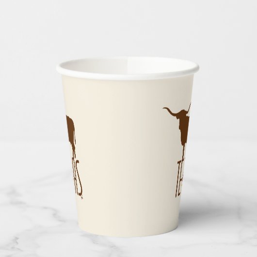 Texasymbole, Longhorn, braun Pappbecher (Links)