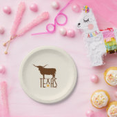 Texasymbole, Longhorn, braun Pappteller (Party)