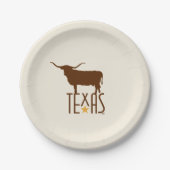 Texasymbole, Longhorn, braun Pappteller (Vorderseite)