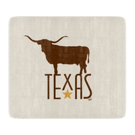 Texasymbole, Longhorn, braun Schneidebrett (Vorderseite)