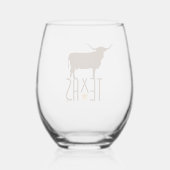 Texasymbole, Longhorn, braun Weinglas Ohne Stiel (Rückseite)
