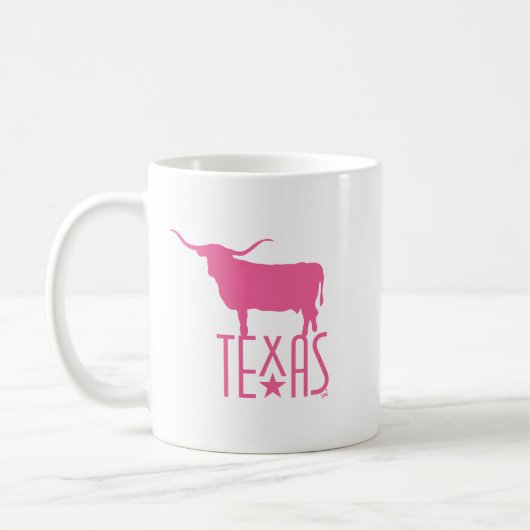 Texasymbole, Longhorn, rosa Kaffeetasse (Links)