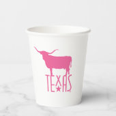 Texasymbole, Longhorn, rosa Pappbecher (Rückseite)