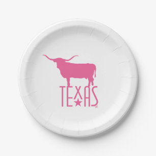 Texasymbole, Longhorn, rosa Pappteller