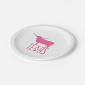 Texasymbole, Longhorn, rosa Pappteller (Schrägansicht)