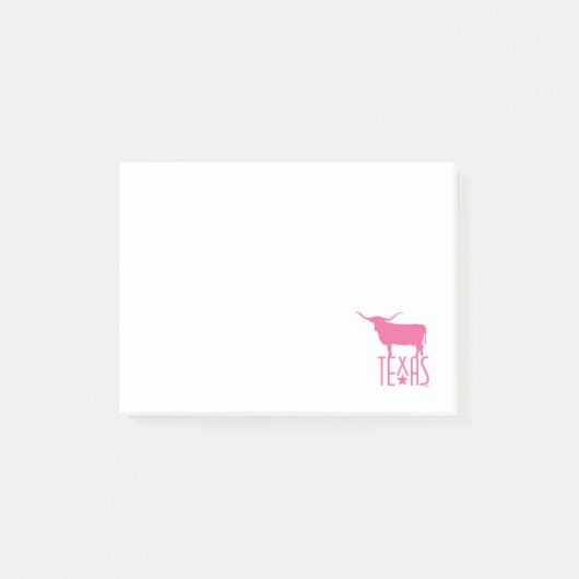 Texasymbole, Longhorn, rosa Post-it Klebezettel (Vorderseite)