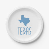 Texasymbole, Staat von Texas, blau Pappteller (Vorderseite)
