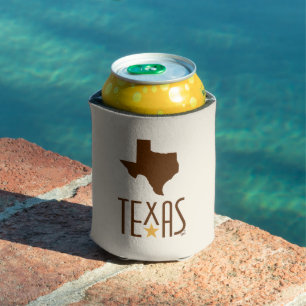 Texasymbole, Staat von Texas, braun Dosenkühler
