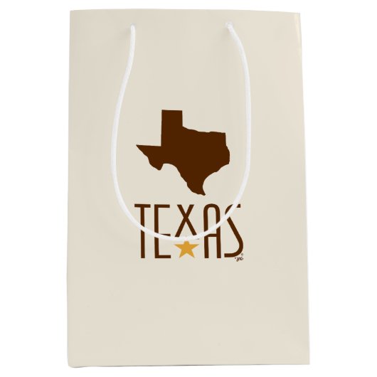 Texasymbole, Staat von Texas, braun Mittlere Geschenktüte (Vorderseite)