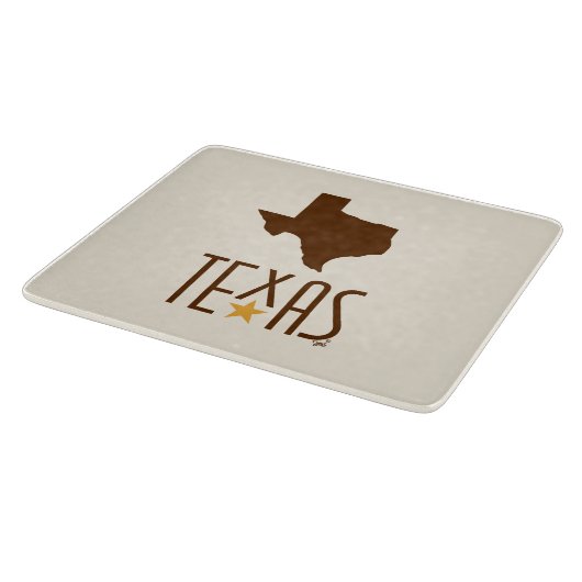 Texasymbole, Staat von Texas, braun Schneidebrett (Ecke)
