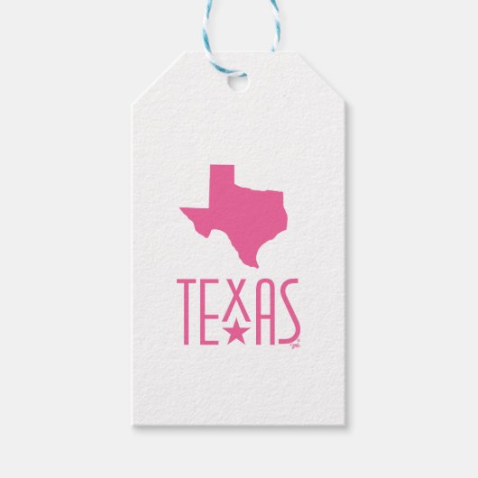 Texasymbole, Staat von Texas, rosa Geschenkanhänger (Vorderseite)