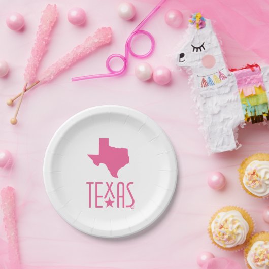 Texasymbole, Staat von Texas, rosa Pappteller (Party)