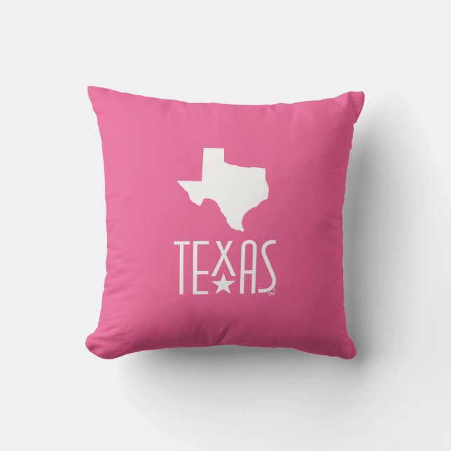 Texasymbole, Texas, weiß, rosa Hintergrund Kissen (Vorderseite)