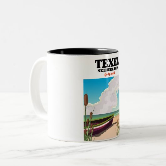 Texel Netherlands Reiseposter Zweifarbige Tasse (Vorderseite Links)