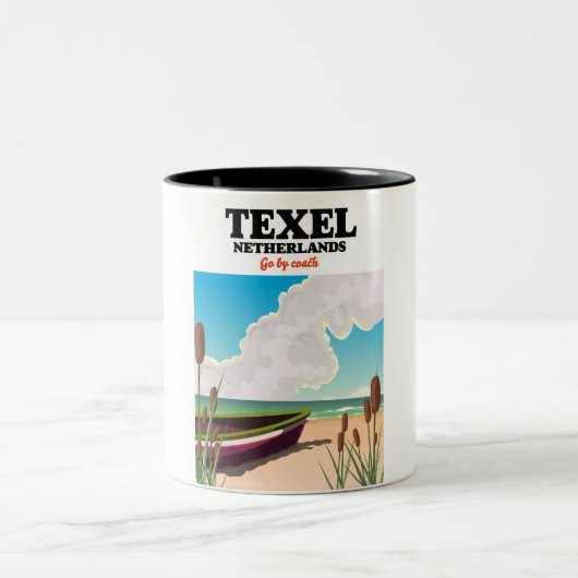 Texel Netherlands Reiseposter Zweifarbige Tasse (Mittel)