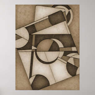 Texische Sepia Toned Geometric Abstrakt Art Poster