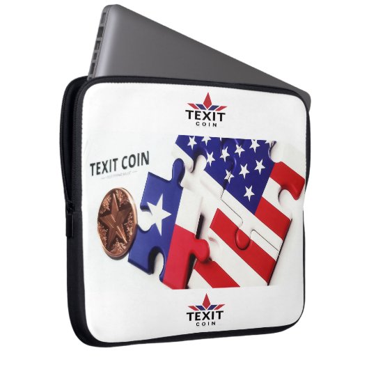 "TeXit Coin 15" Puzzle-Stück und Logo Laptopschutzhülle (Vorne Rechts)