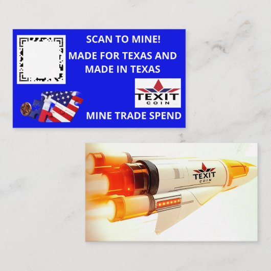 TeXit Coin Cobalt Blue QR Code Visitenkarte (Vorne/Hinten)