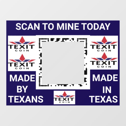TeXit Coin Cobalt QR Code mit TeXit Coin Logo Fensteraufkleber (Blatt)