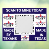 TeXit Coin Cobalt QR Code mit TeXit Coin Logo Fensteraufkleber (Blatt 3)