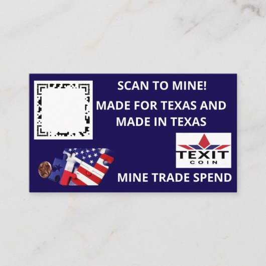 TeXit Coin Dark Blue QR Code Visitenkarte (Vorderseite)