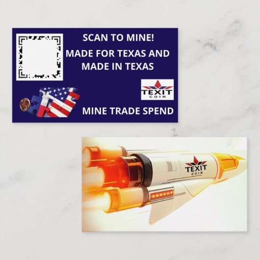 TeXit Coin Dark Blue QR Code Visitenkarte (Vorne/Hinten)