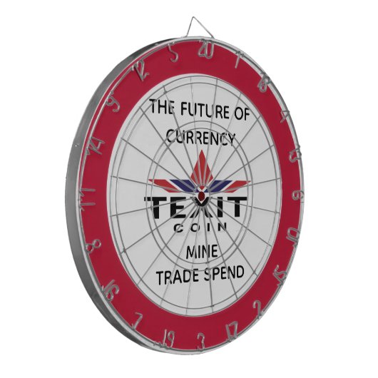 Texit Coin Metal Cage mit Logo und Slogan Dartscheibe (Vorderseite Links)