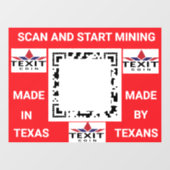 TeXit Coin QR Code 24" x 30" Fensteraufkleber (Blatt)