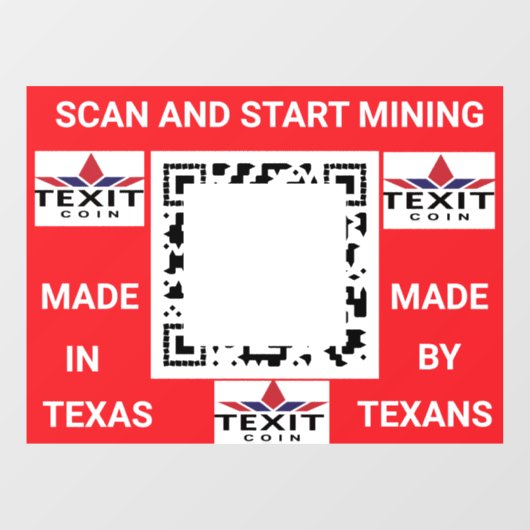 TeXit Coin QR Code 24" x 30" Fensteraufkleber (Blatt)