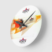 "TeXit Coin Rocket Ship mit Logo Runde Wanduhr (Winkel)