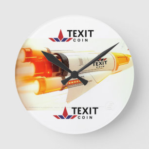 "TeXit Coin Rocket Ship mit Logo Runde Wanduhr