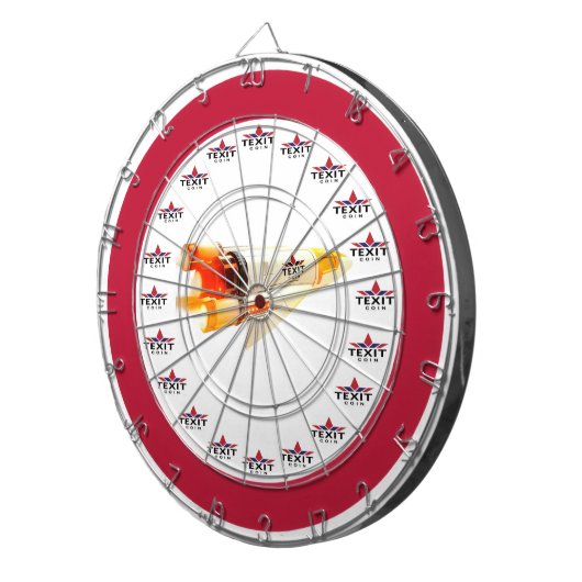 TexitCoin rot und weiß mit Texit-Logo/RocketShip Dartscheibe (Vorderseite rechts)