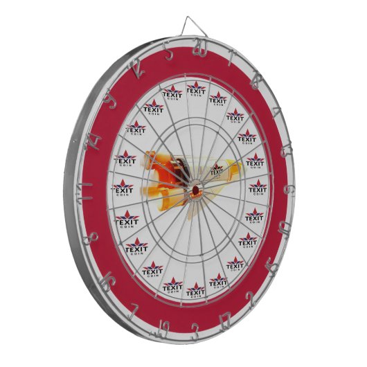 TexitCoin rot und weiß mit Texit-Logo/RocketShip Dartscheibe (Vorderseite Links)