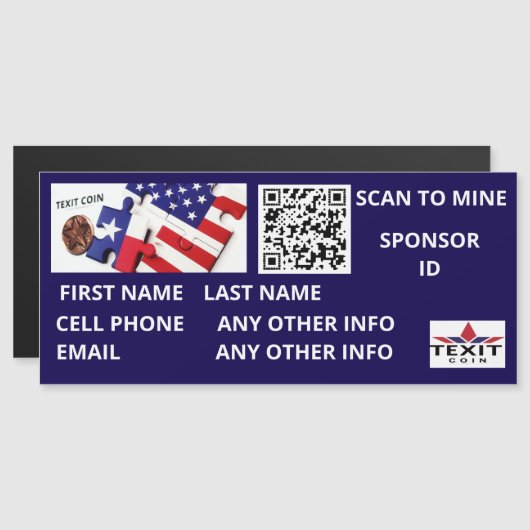 Texitcoin Scan to Mine QR Code Magnet (Vorne/Hinten)
