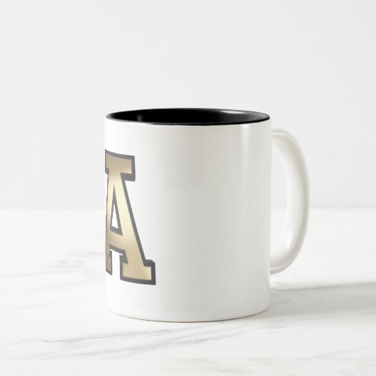 Text "A" Zweifarbige Tasse (VorderseiteRechts)