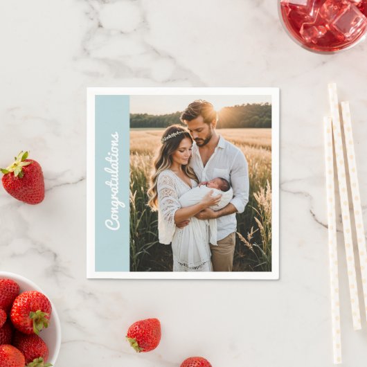 text and photo custom personalized party blue  serviette (Beispiel)