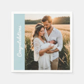 text and photo custom personalized party blue  serviette (Vorderseite)