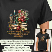 Text ändern, Bücher und Kerzen, Zitat, schwarz T-Shirt
