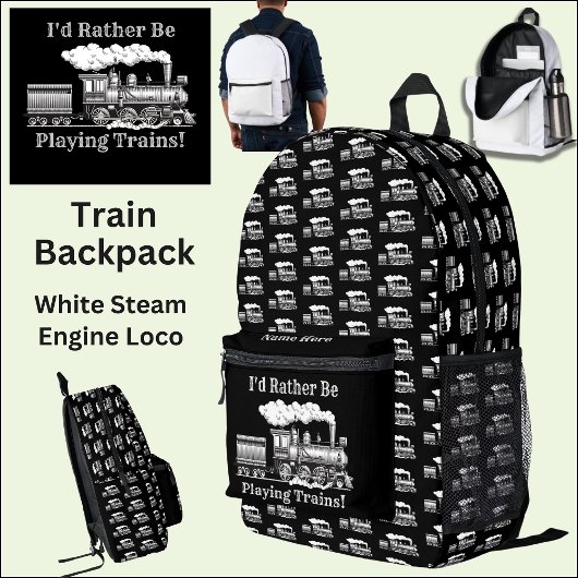 Text ändern, den ich lieber mit dem Zug spielen wü Bedruckter Rucksack