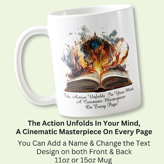 Text ändern, die Aktion entfaltet sich im Kopf, Bu Kaffeetasse